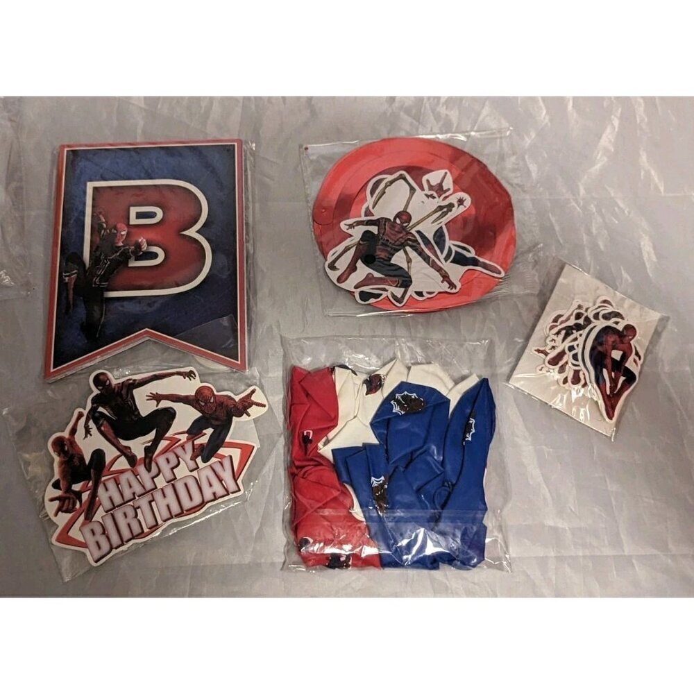 Spider Man Themed Birthday Party Supplies Banners, Toppers, Hanging Decorations
